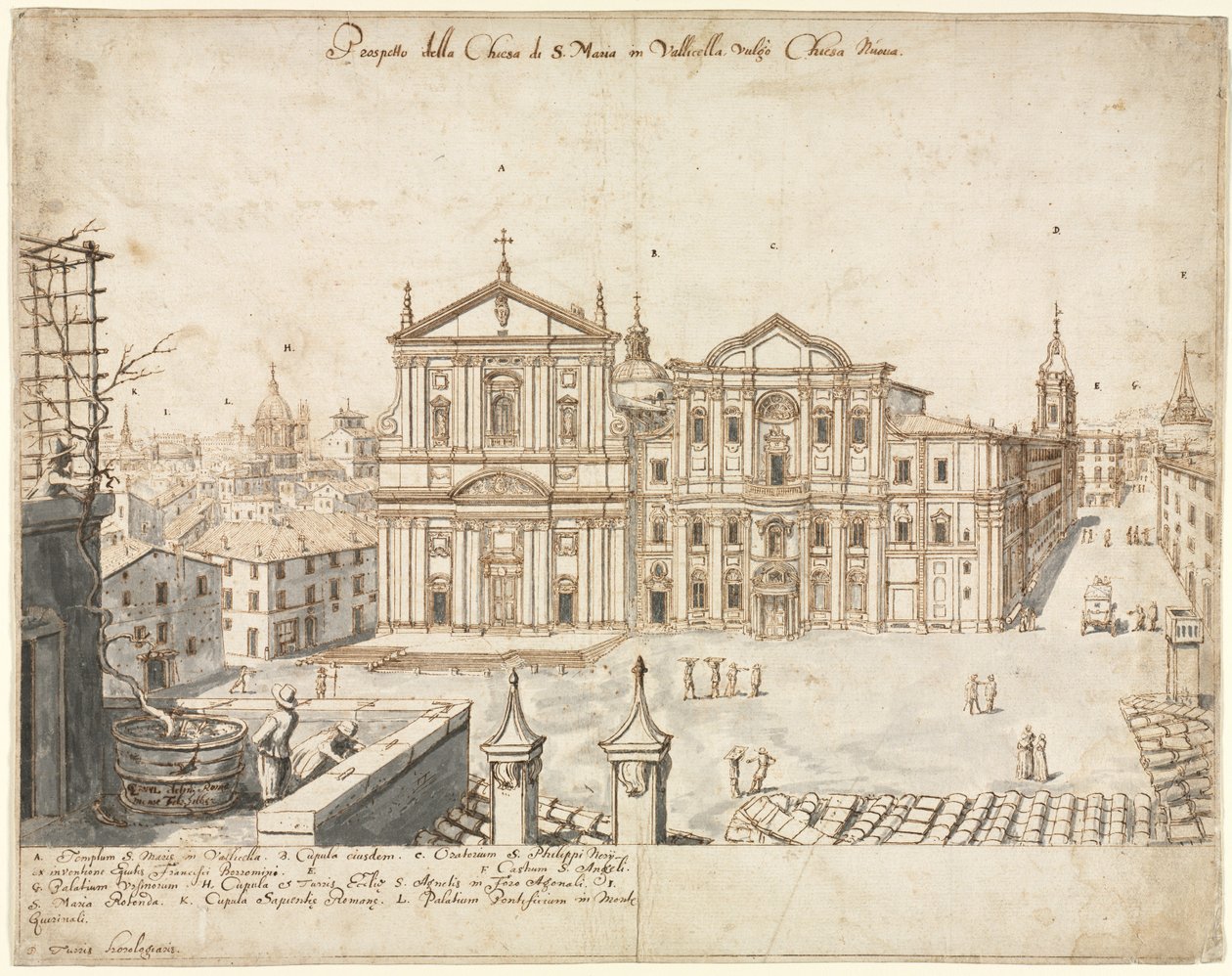 ثمانية عشر مشاهدة لروما: كنيسة سانتا ماريا في فاليسيلا ، 1665. بواسطة ليفين كرويل