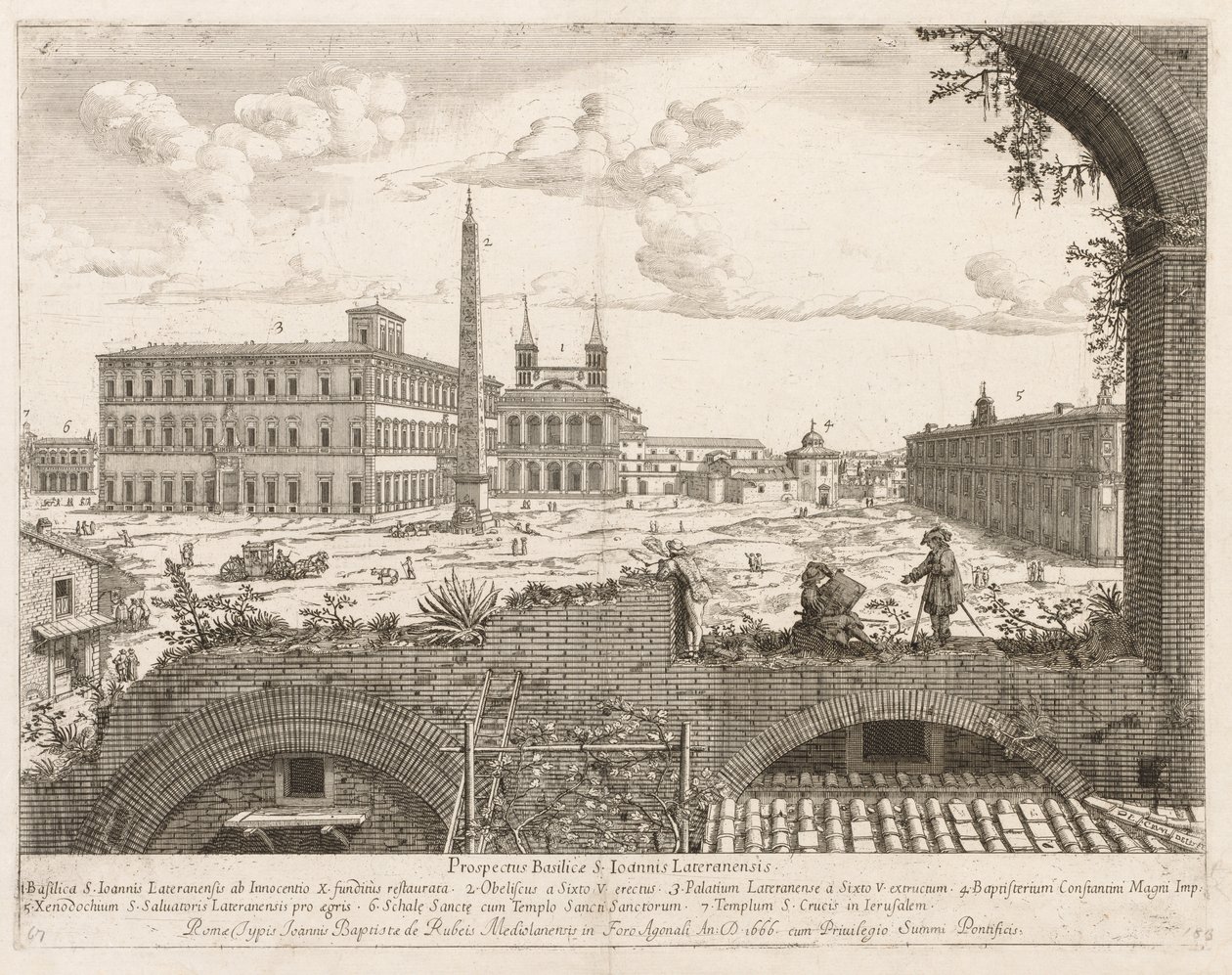 سانت جون لاتران في روما من آفاق مدينة LOCURI Insignes [دور] ، 1666. بواسطة ليفين كرويل