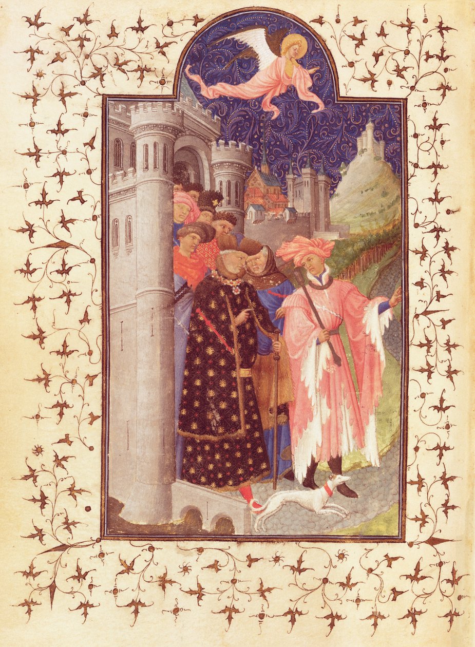 السيدة لات 18014 f.288v رحيل جان دي فرانس (1340-1416) دوق بيري ، من Les Petites Heures de Duc de Berry ، c.1412 بواسطة ليمبورغ اخوان