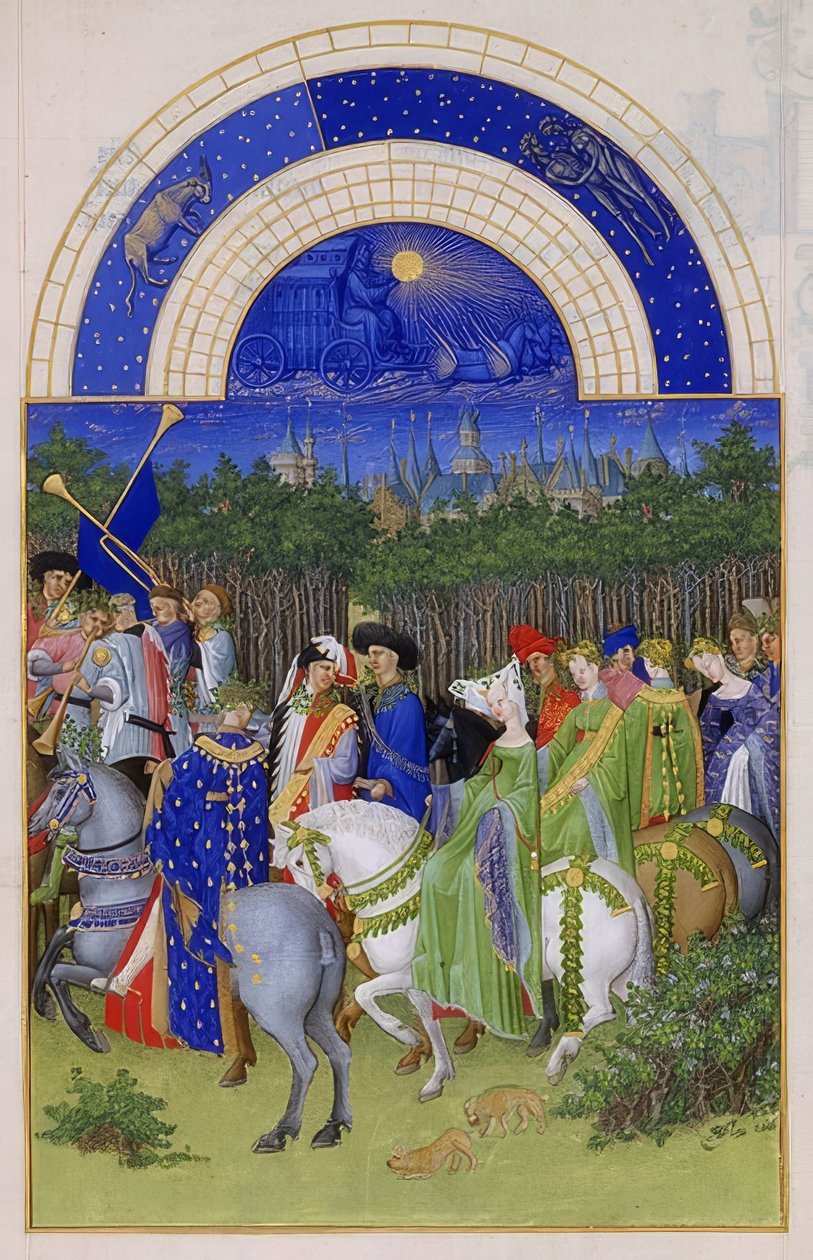 مايو (كتاب ساعات دوق بيري). 1412-16 بواسطة ليمبورغ اخوان