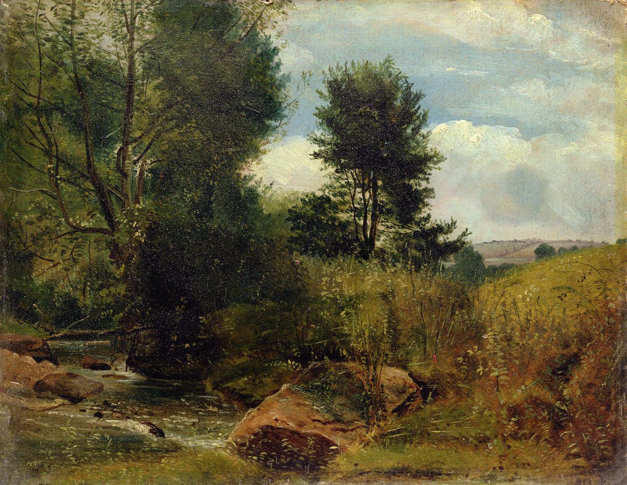 منظر على نهر سيد ، بالقرب من سيدموث ، c.1852 (زيت على ورق) بواسطة ليونيل كونستابل