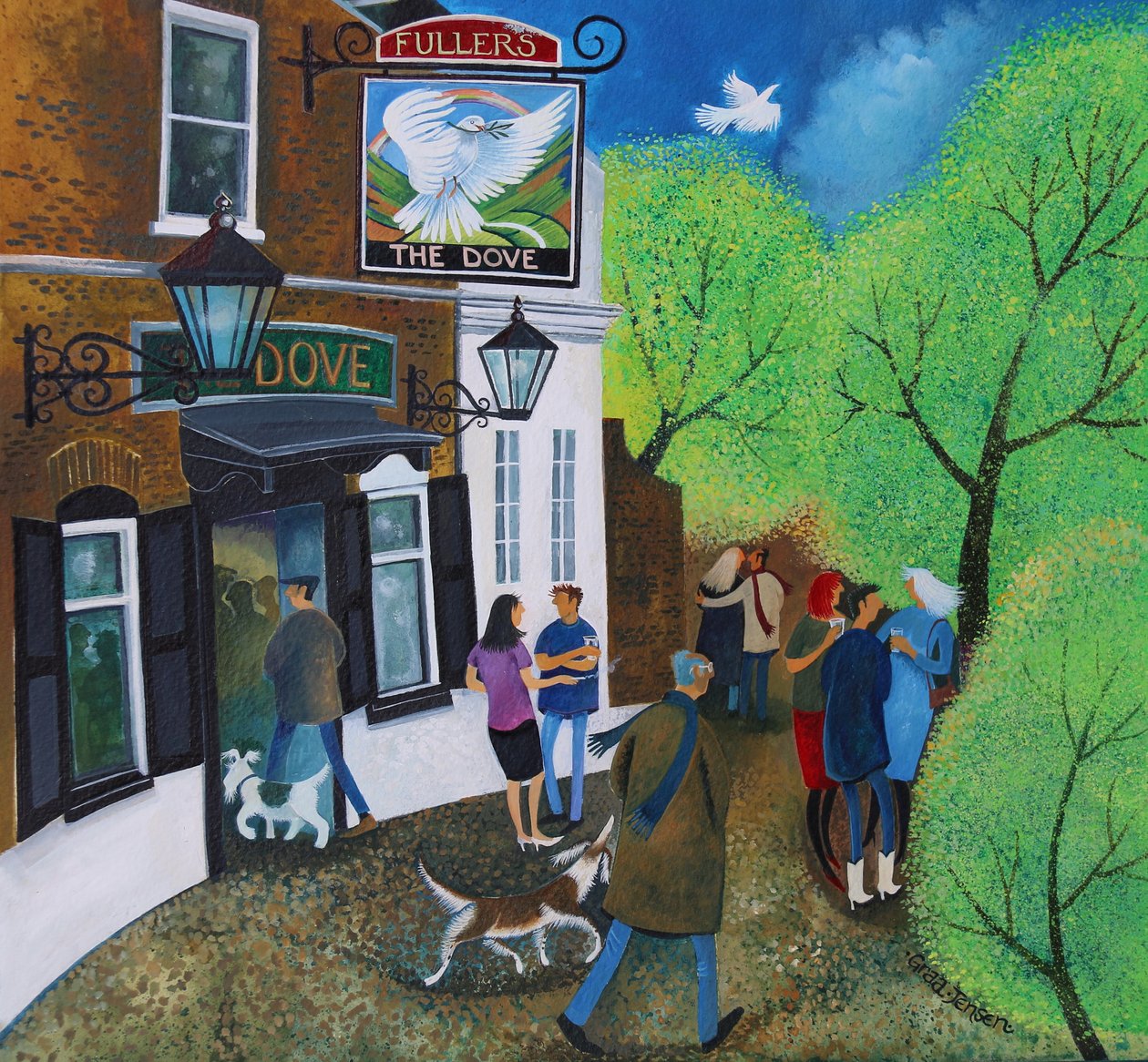 The Dove Pub Hammersmith 2015 (أحبار أكريليك على ورق) بواسطة ليزا جراا جنسن