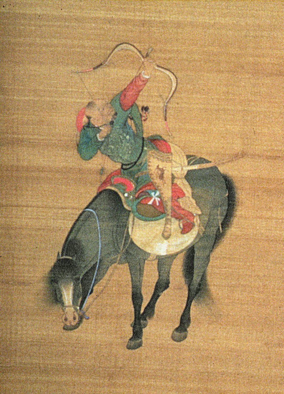كوبلاي خان (1214-94) الصيد (التفاصيل) ، سلالة يوان (حبر ولون على الحرير) (انظر 150417) بواسطة ليو كوان تاو