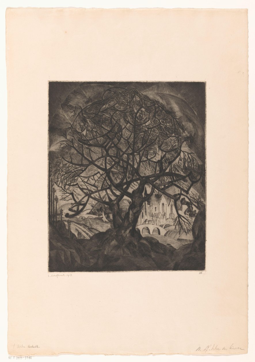 شجرة ذات أغصان عارية L'Arbre en hiver (العنوان الأصلي على الكائن) بواسطة لوديويجك شلفهوت (توقيع الفنان)