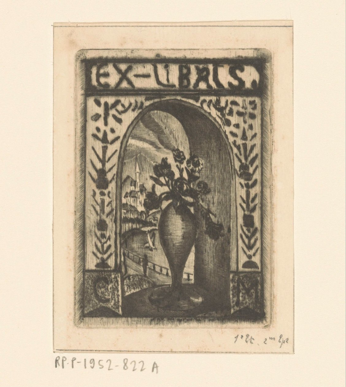 Ex libris بواسطة C. van der Meulen بواسطة لوديويجك شلفهوت (توقيع الفنان)