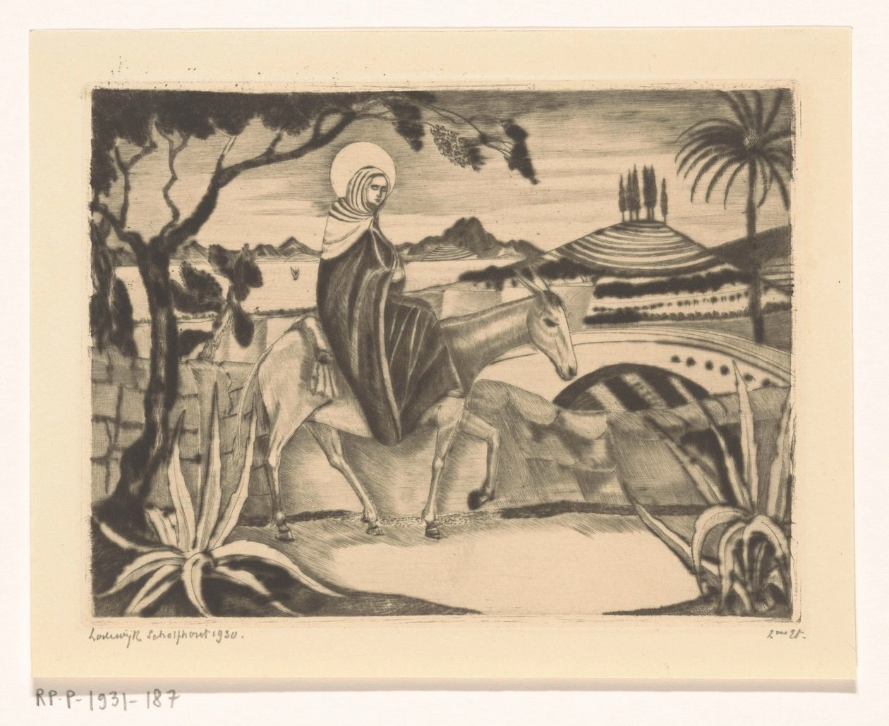 رحلة إلى مصر La Fuite and Egypt II (العنوان الأصلي) بواسطة لوديويجك شلفهوت (توقيع الفنان)