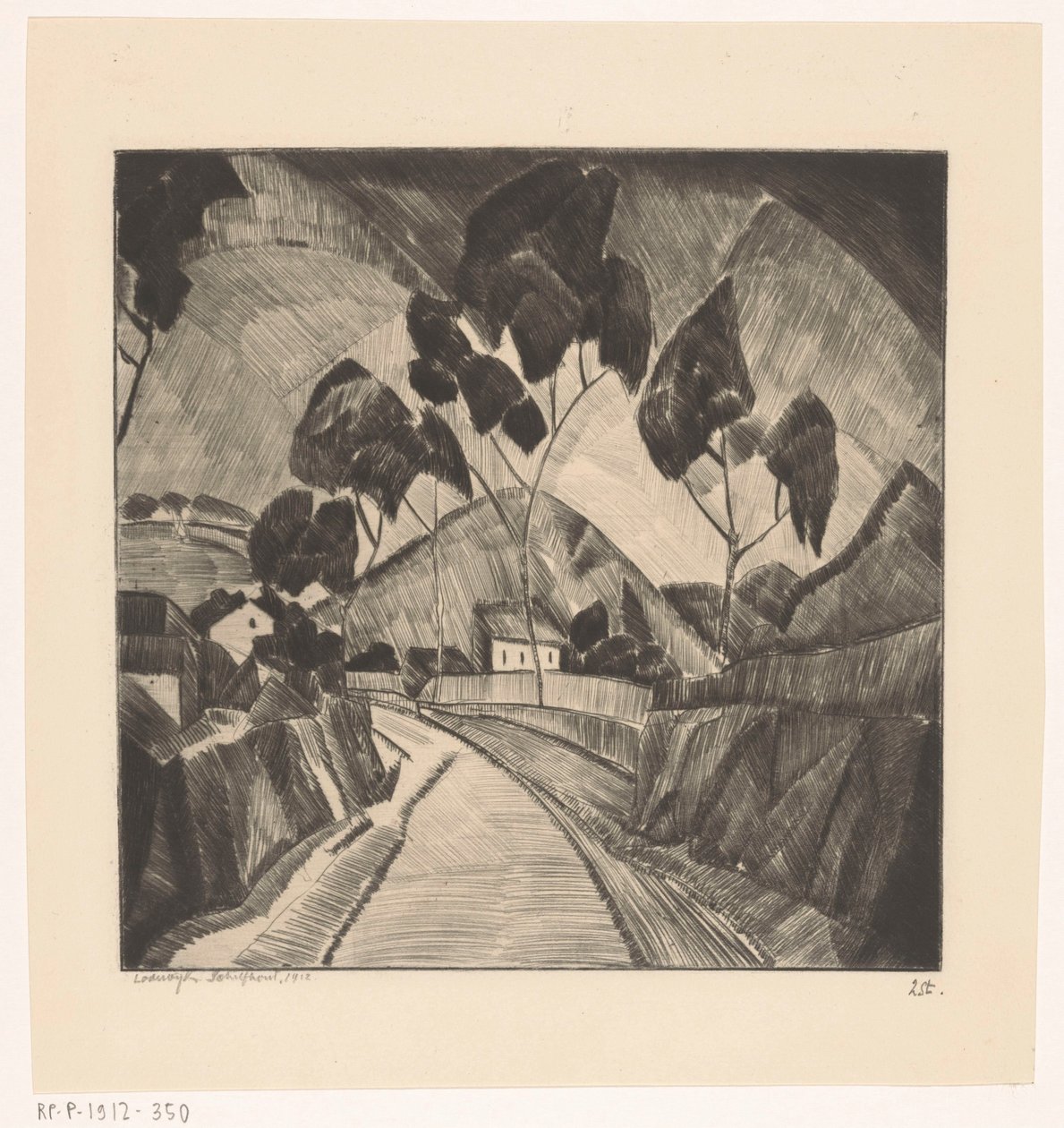 الطريق في المناظر الطبيعية الجبلية Le Chemin (العنوان الأصلي) بواسطة لوديويجك شلفهوت (توقيع الفنان)