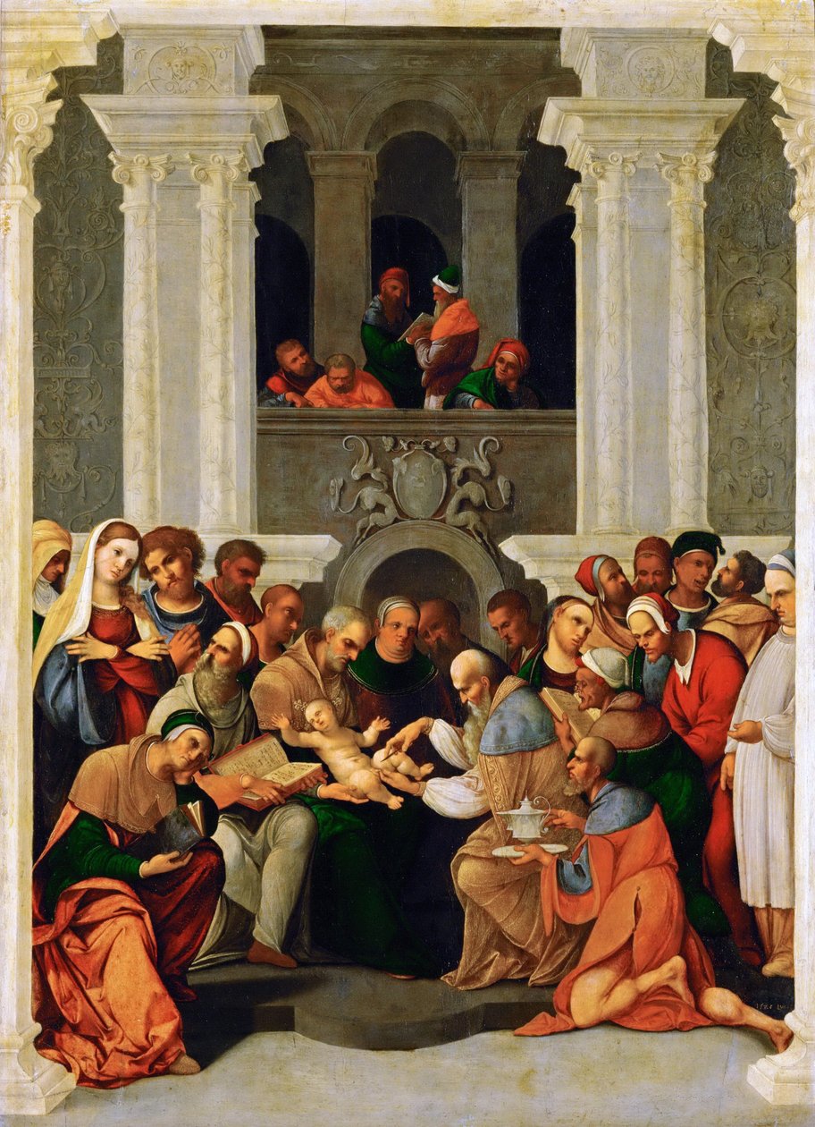 عصر النهضة: La Circoncision du Christ - Die Beschneidung Christi par Mazzolino ، Ludovico (1480-1528) بواسطة لودوفيكو مازولينو