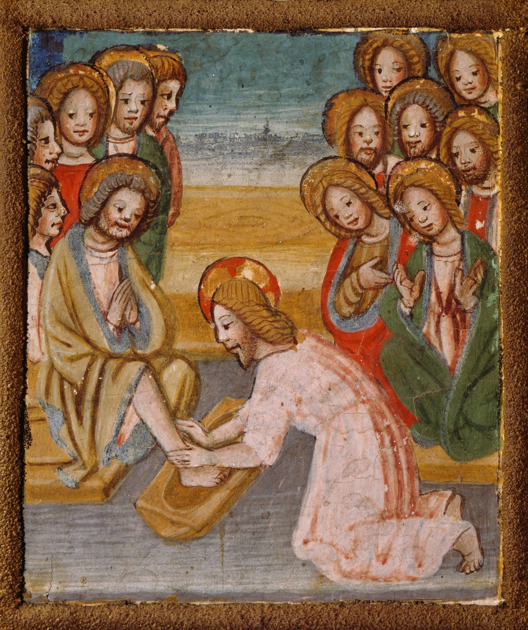 Washing of feet, detail from Stories of Christ, portable altar by anonymous Lombard painter بواسطة مدرسة لومبارد