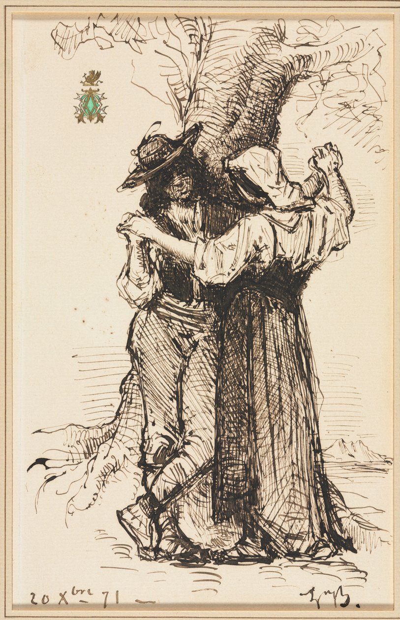 الزوجان يداعبان الشجرة ، 1871. بواسطة ليون بونات