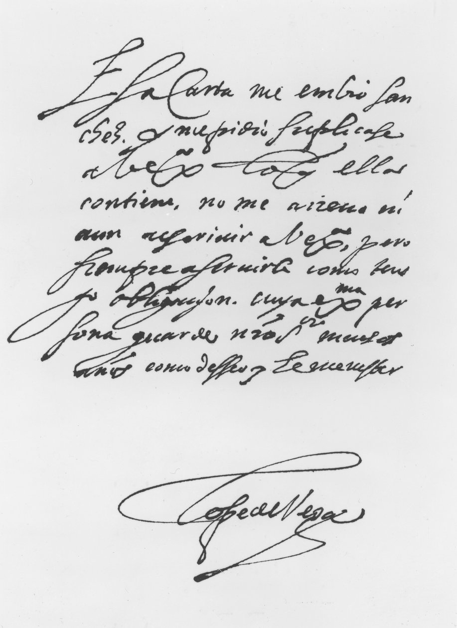رسالة موقعة بواسطة Lope Felix de Vega Carpio