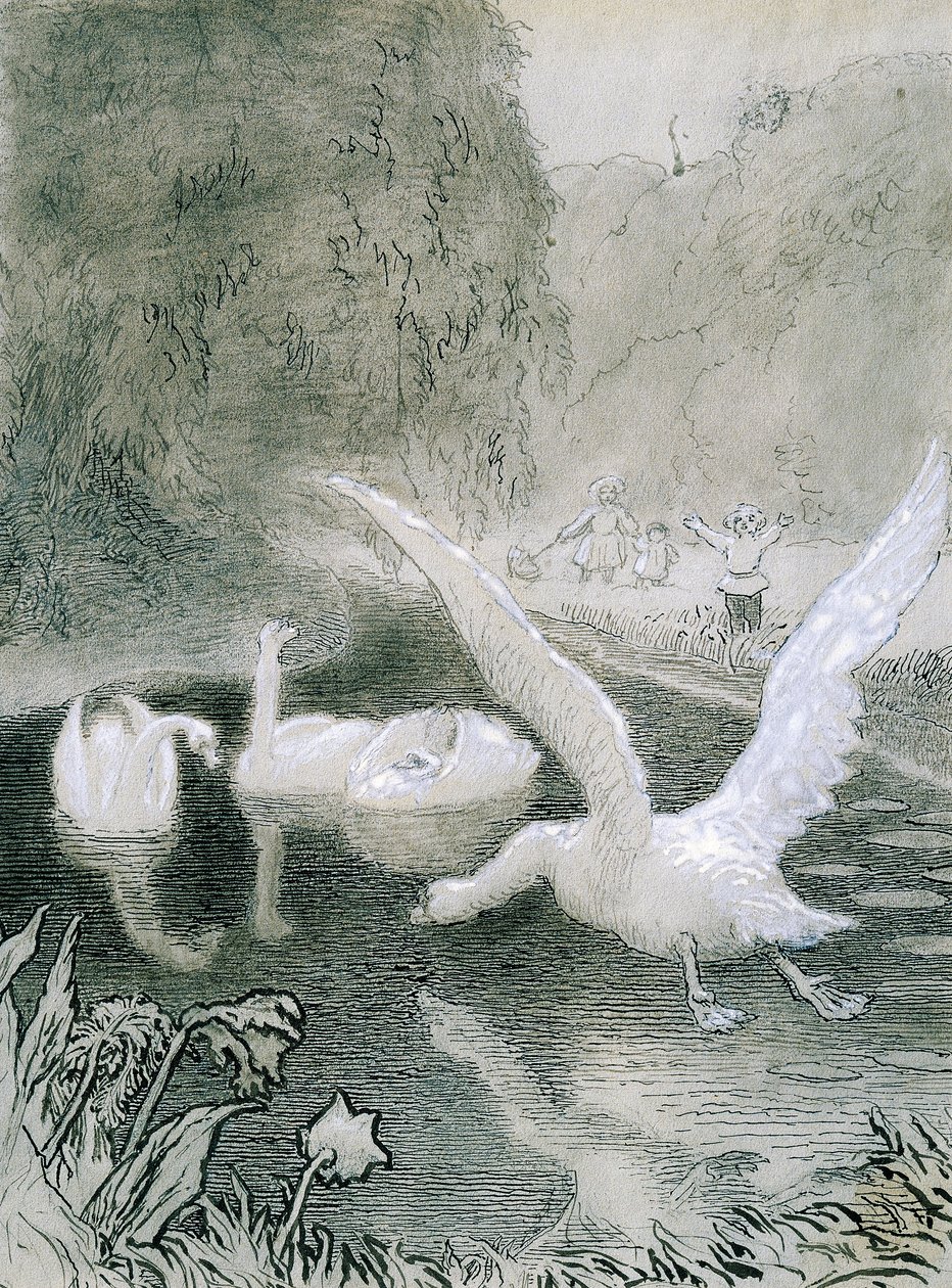 البطة القبيحة ، رسم لورنز فروليتش (1820-1908) للحكاية الخيالية لهانس كريستيان أندرسن (1805-1875) بواسطة لورنس فروليتش