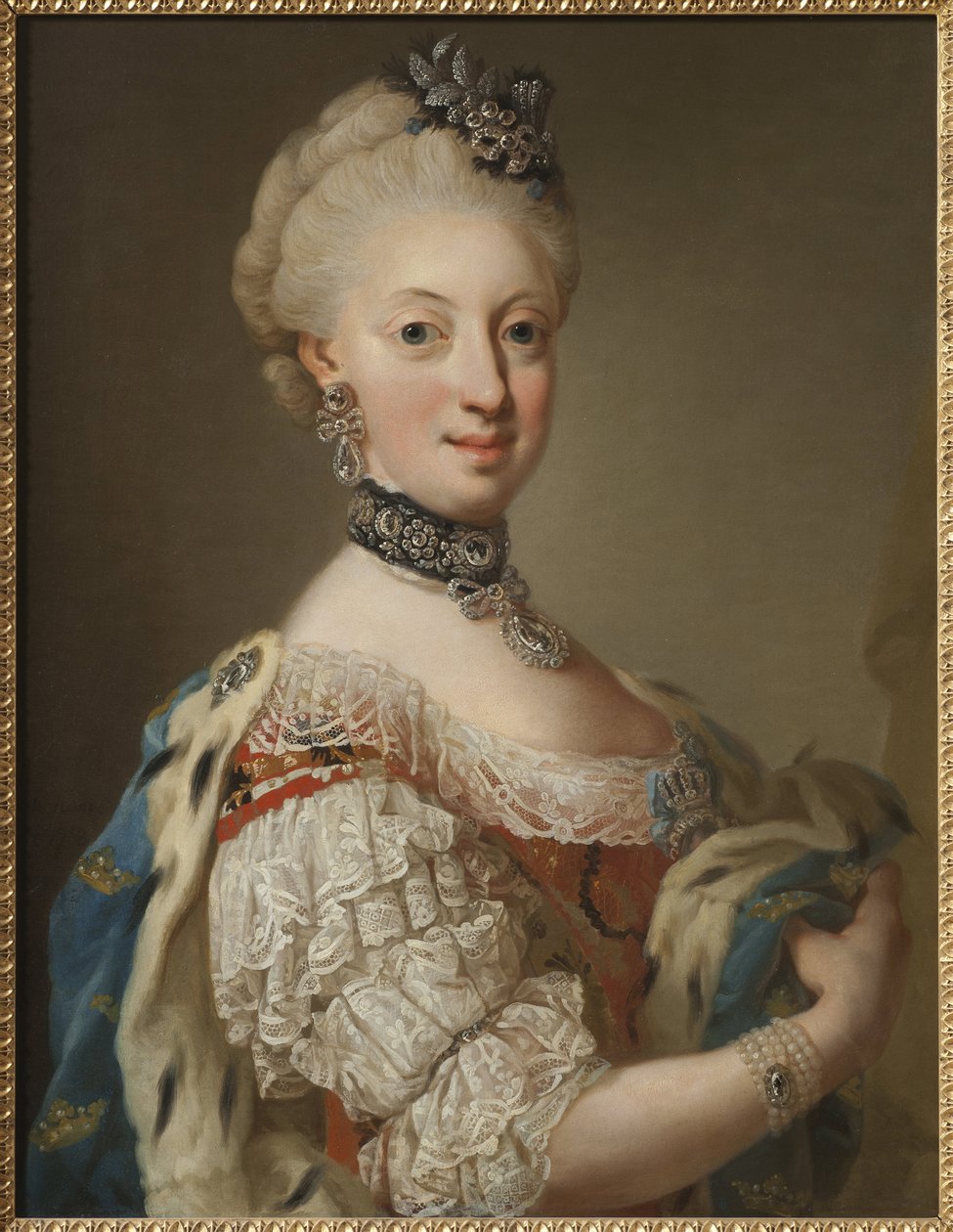صوفي مادلين دي دانمارك ، رين دي سويدي - صورة صوفيا ماجدالينا من الدنمارك (1746-1813) ، ملكة السويد ، بواسطة باش ، لورينز ، الأصغر (1733-1805). زيت على قماش بواسطة لورينس الأصغر باش