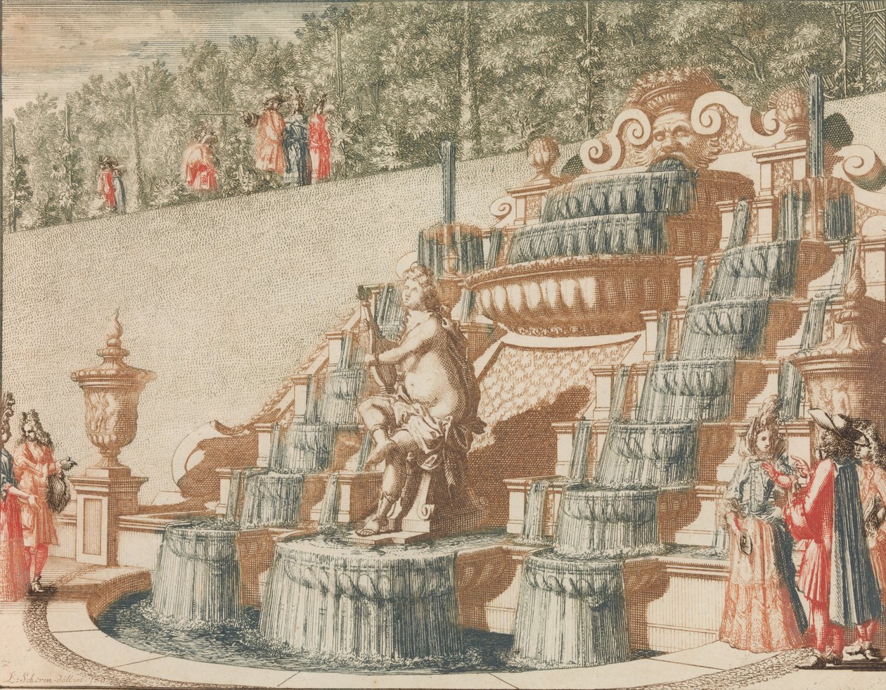 The Cascade of Galathea ، على الجانب الغربي من Groote Tuin '، في: Tooneel Der Voornaamste ... ، nd. بواسطة لورنز شيرم