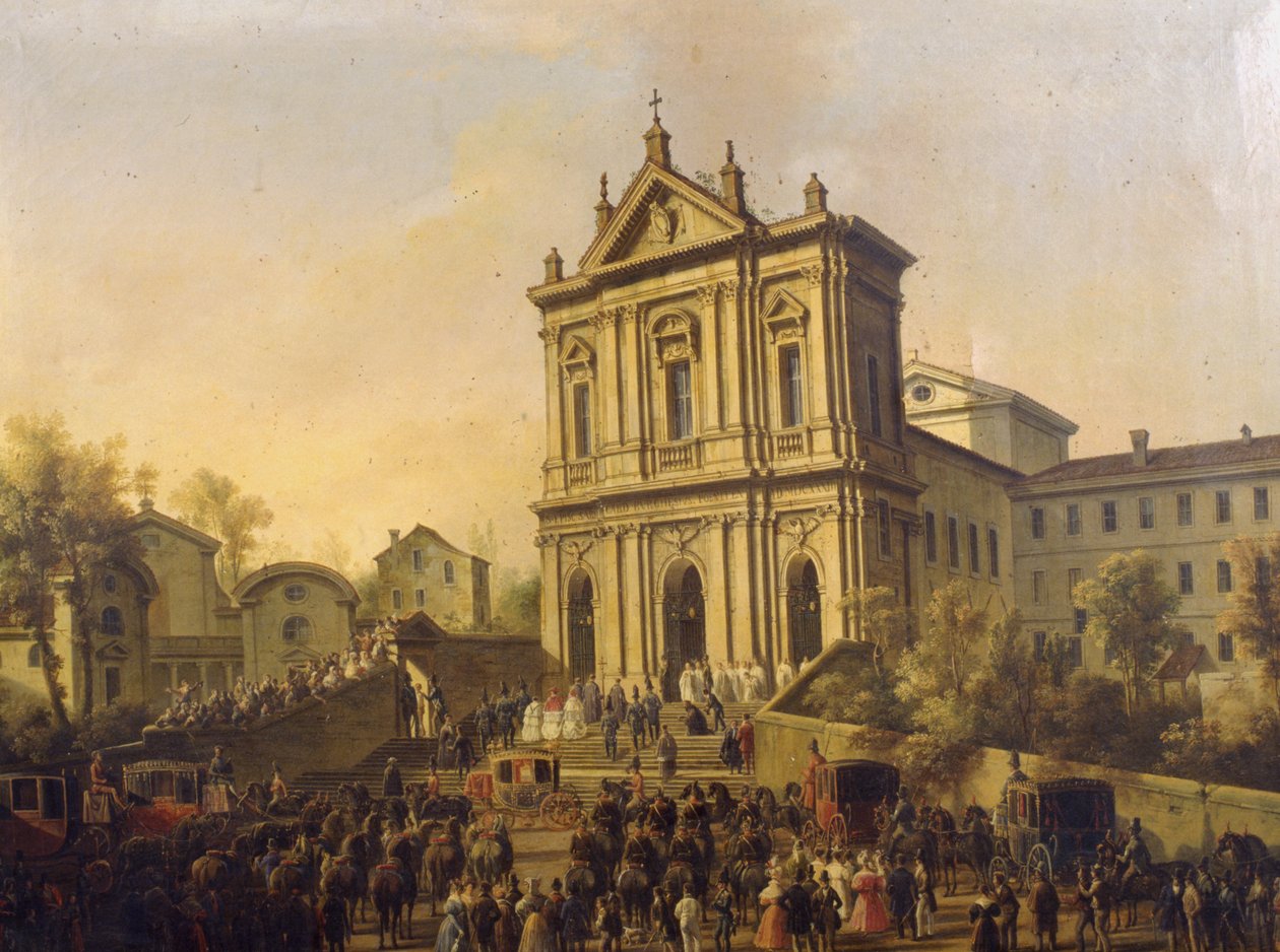 زيارة البابا غريغوريوس السادس عشر لكنيسة سان غريغوريو سيليو ، 1831-47 بواسطة Lorenzo Scarabellotto