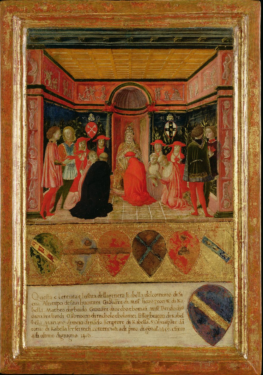 البابا بيوس الثاني (1405-64) الكاردينال فرانشيسكو بيكولوميني تودشي (1439-1503) 1460 بواسطة Lorenzo di Pietro Vecchietta
