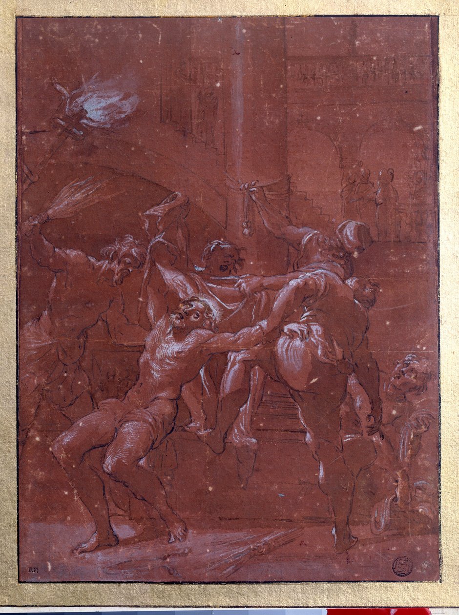 جلد المسيح رسم بالحبر البني وغسل بواسطة Lorenzo Garbieri dit il Nepote (1580-1654) Paris. متحف اللوفر بواسطة لورينزو غاربيري