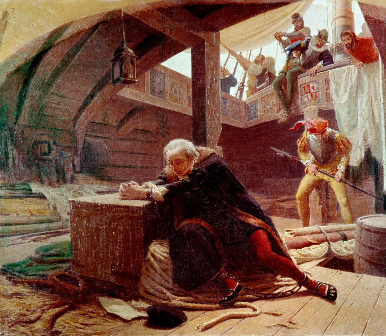 كريستوفر كولومبوس في عام 1500 أثناء عودته إلى إسبانيا بواسطة Lorenzo Delleani