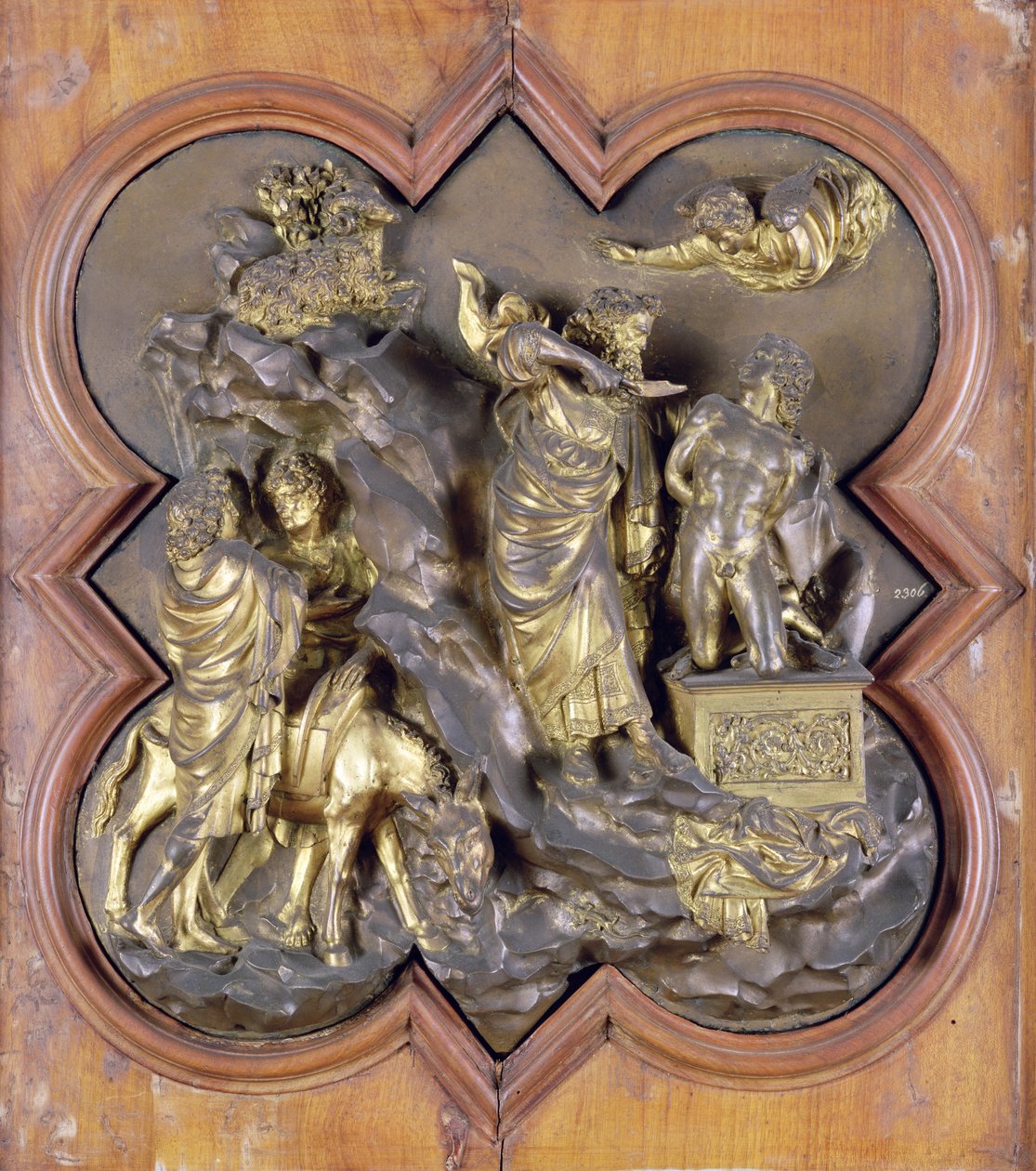 The Sacrifice of Isaac ، مسابقة برونزية لأبواب المعمودية ، فلورنسا ، 1401 (برونزية) بواسطة لورينزو غيبرتي