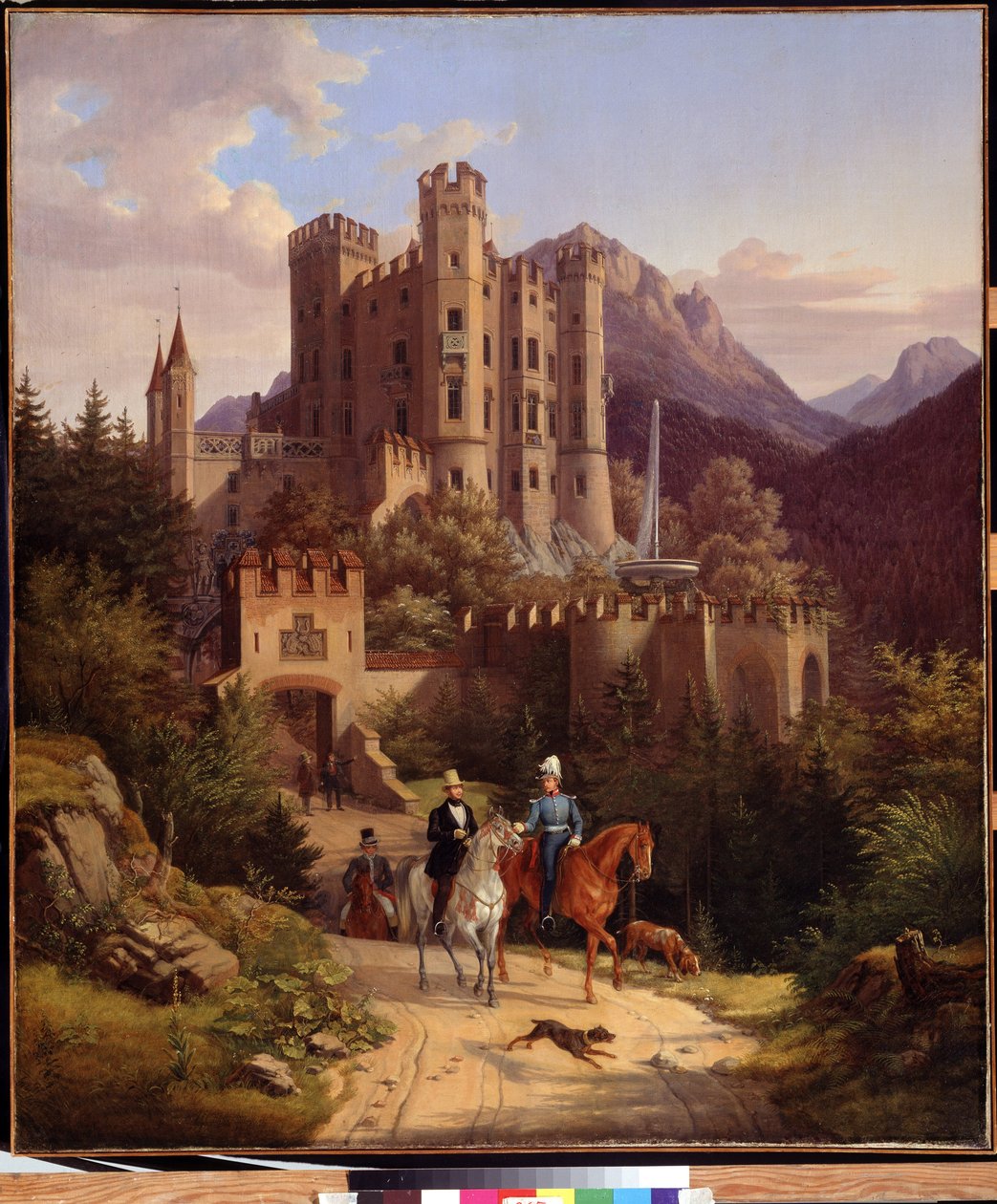 Le prince couronne Maximilien a cheval، Hohenschwangau (ولي العهد ماكسيميليان يركب في Hohenschwangau). Maximilian II of Bavaria (1811-1864) أمام قلعته في Hohenschwangau في بافاريا (ألمانيا). لوحة لورنزو الثاني كواجليو (1793-1869) بواسطة لورينزو الثاني كواجليو