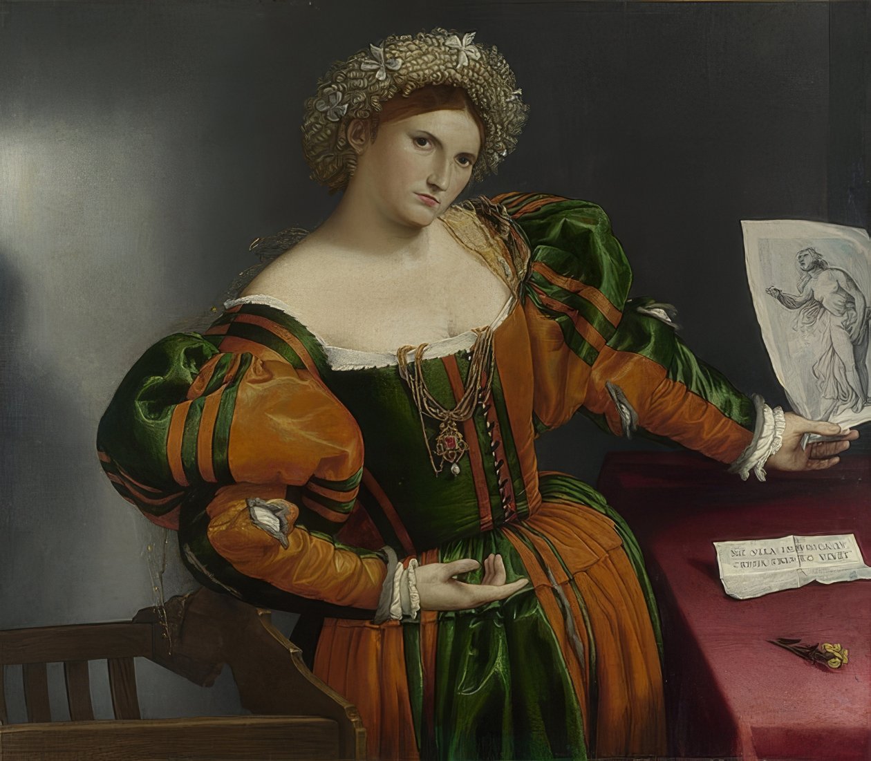 صورة لامرأة (Lucretia). حوالي 1530-32 بواسطة لورينزو لوتو