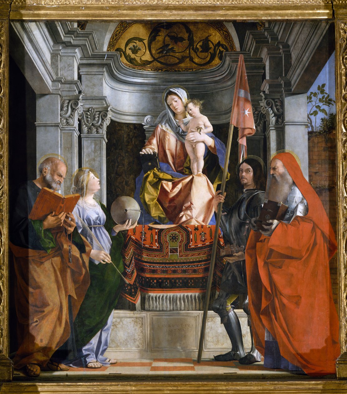 Madonna with Child and Saints, detail from Santa Cristina al Tiverone Altarpiece بواسطة لورينزو لوتو