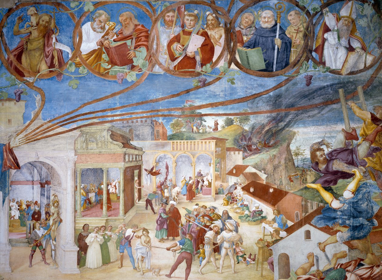 Martyrdom of Saint Barbara, detail from Stories of Saint Barbara بواسطة لورينزو لوتو