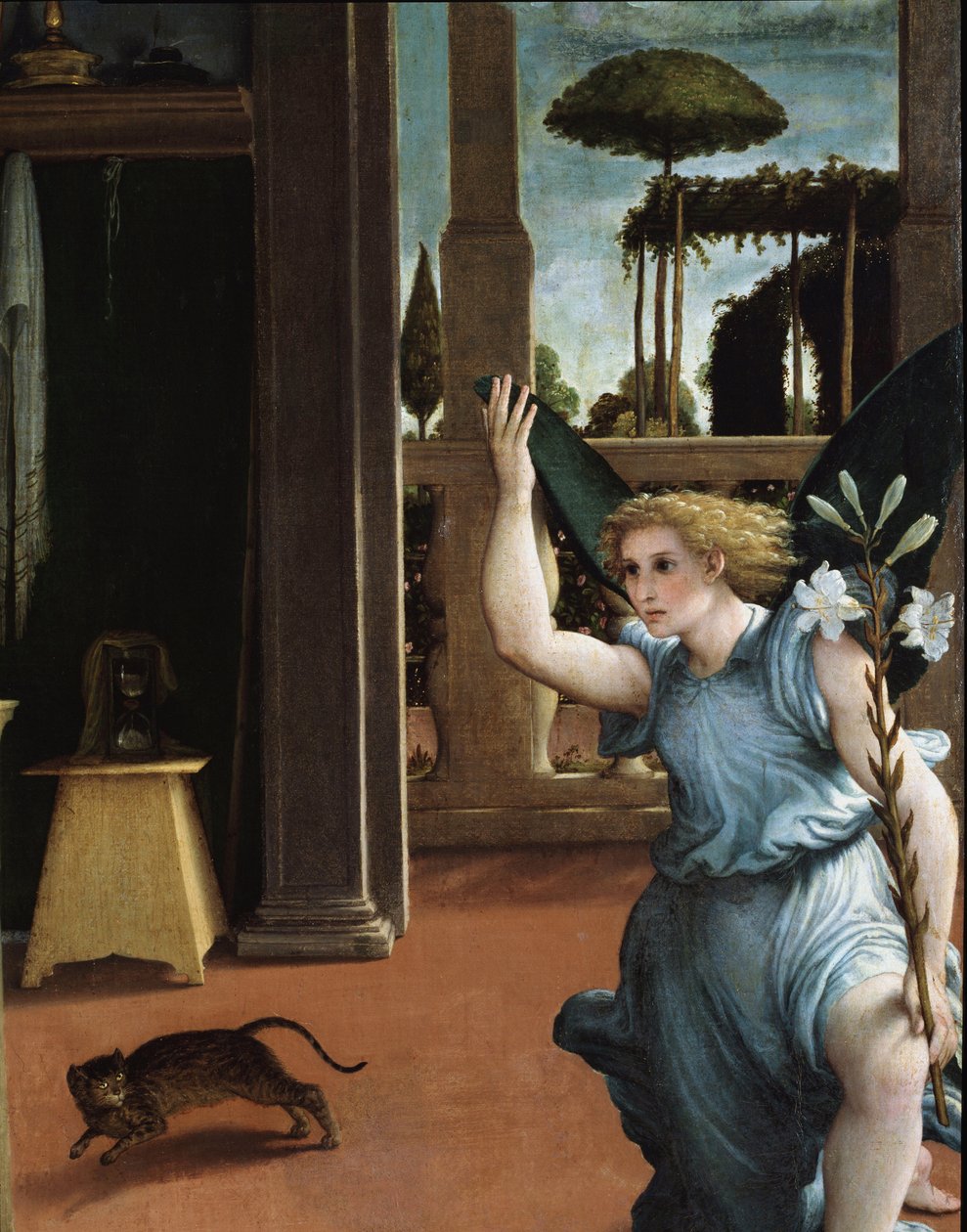 The Annunciation, detail of the Angel بواسطة لورينزو لوتو