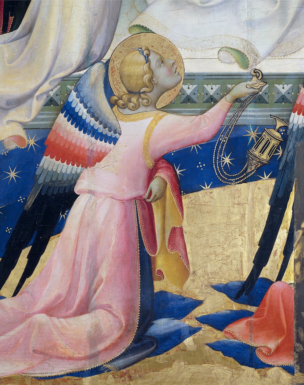 ملاك الركوع ، تفاصيل من اللوحة المركزية لتتويج العذراء من قبل لورنزو موناكو (حوالي 1370-1425) ، تمبرا وذهبية على اللوحة ، 506 × 4475 سم بواسطة لورينزو موناكو