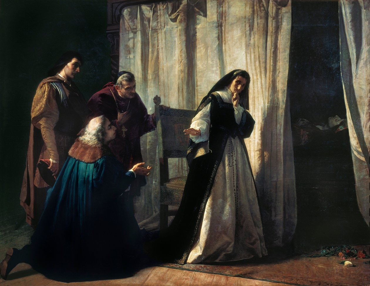 La reine Jeanne Iere dite Jeanne la Folle (Joan the Mad) (1479-1555) Peinture بواسطة Lorenzo VALLES (1830-1910). مدريد. متحف برادو. بواسطة لورينزو فاليس