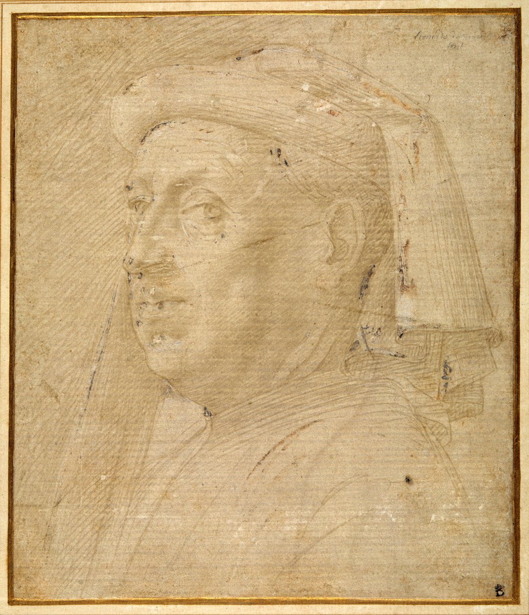 Bust of a man wearing a chaperon (metalpoint heightened with white on paper) بواسطة لورينزو دي كريدي