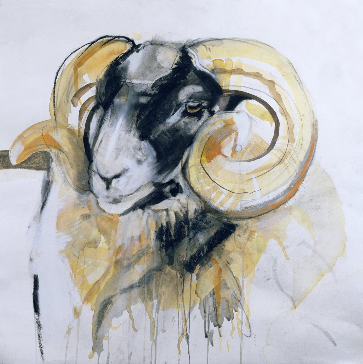 Long Horn Sheep (وسائط مختلطة) بواسطة لو جيبس