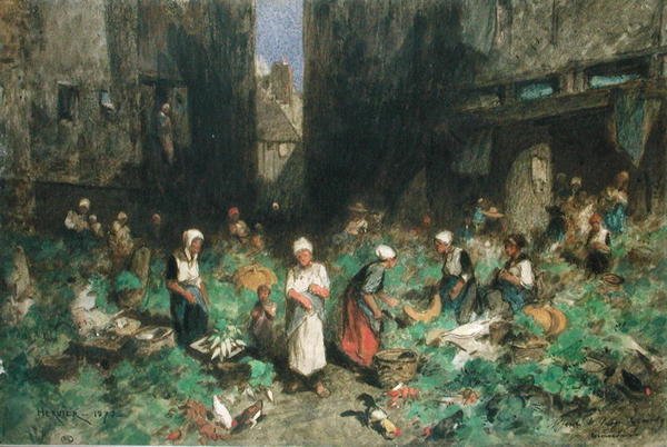 سوق الخضار ، 1872 (مرحاض على ورق) بواسطة لويس أدولف هيرفييه