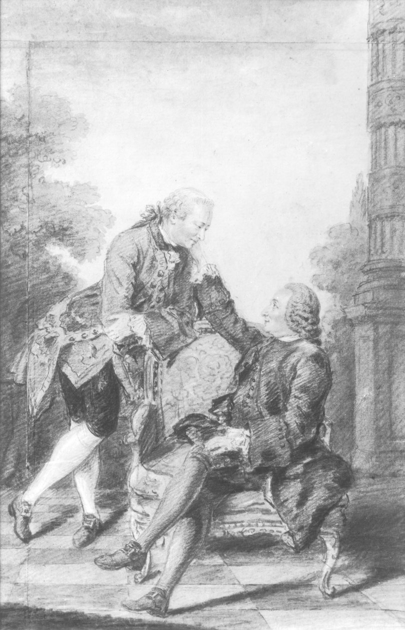 دينيس ديدرو (1713-1774) وملكيور ، البارون دي جريم (1723-1807) بواسطة لويس كاروجيس ديت كارمونتيل