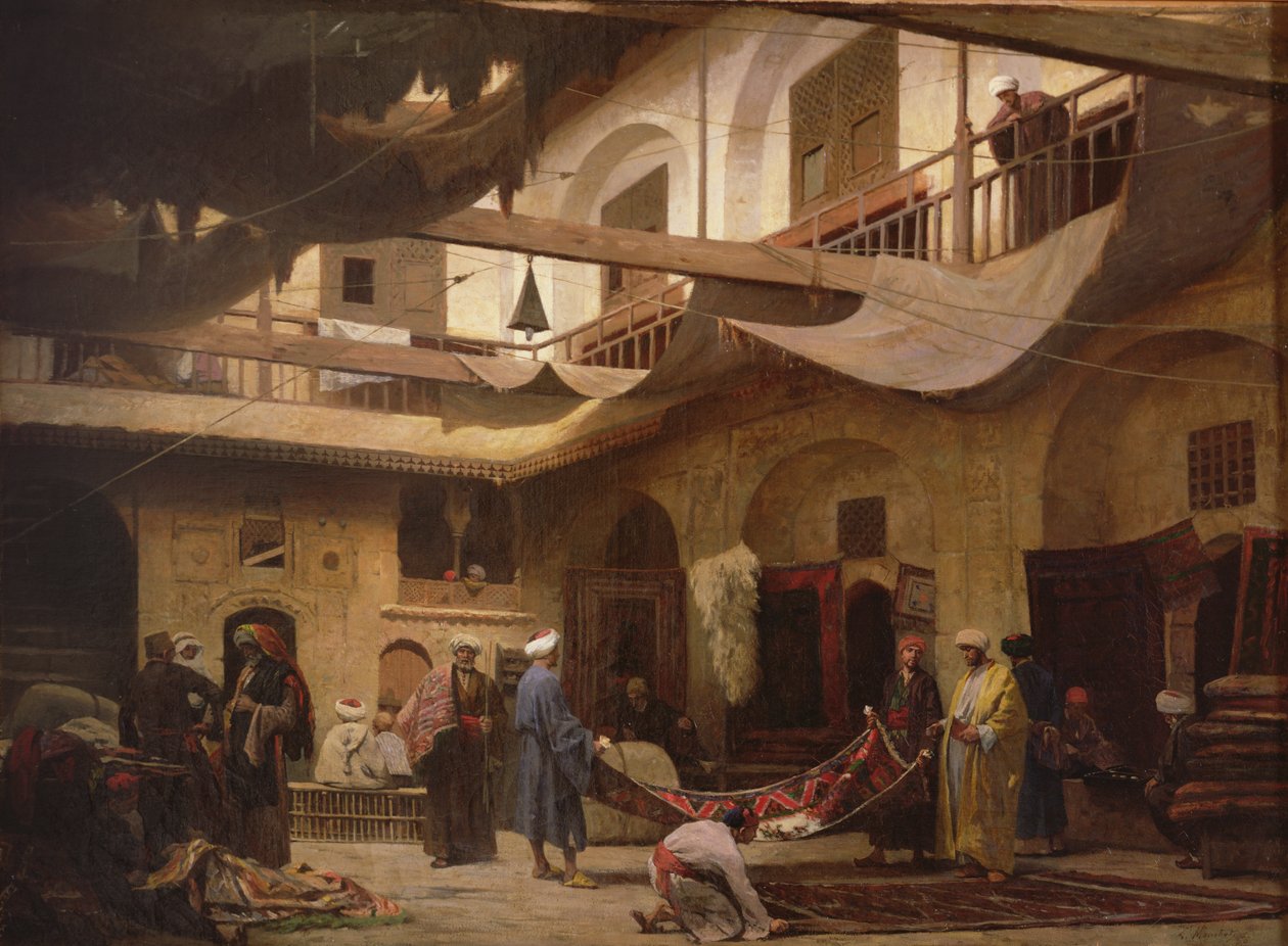 بازار السجاد ، القاهرة ، قبل عام 1866 بواسطة لويس كلود موشوت