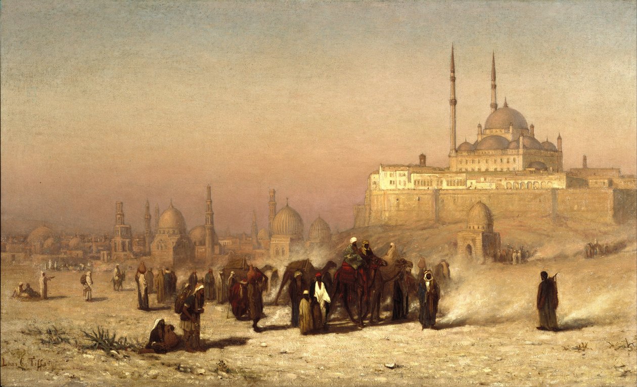 على الطريق بين القاهرة القديمة والقاهرة الجديدة ، مسجد قلعة محمد علي ، ومقابر المماليك بواسطة لويس كومفورت تيفاني