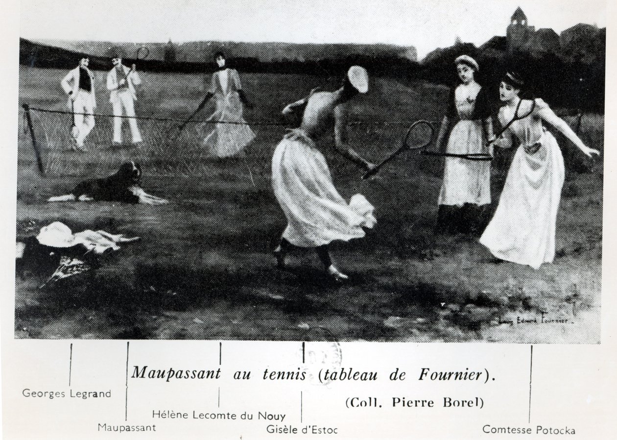 غاي دي موباسان (1850-1893) لعب التنس ، من "Maupassant et l&39;Androgyne" بقلم بيير بوريل ، نُشر عام 1944 ، باريس بواسطة لويس إدوارد بول فورنييه