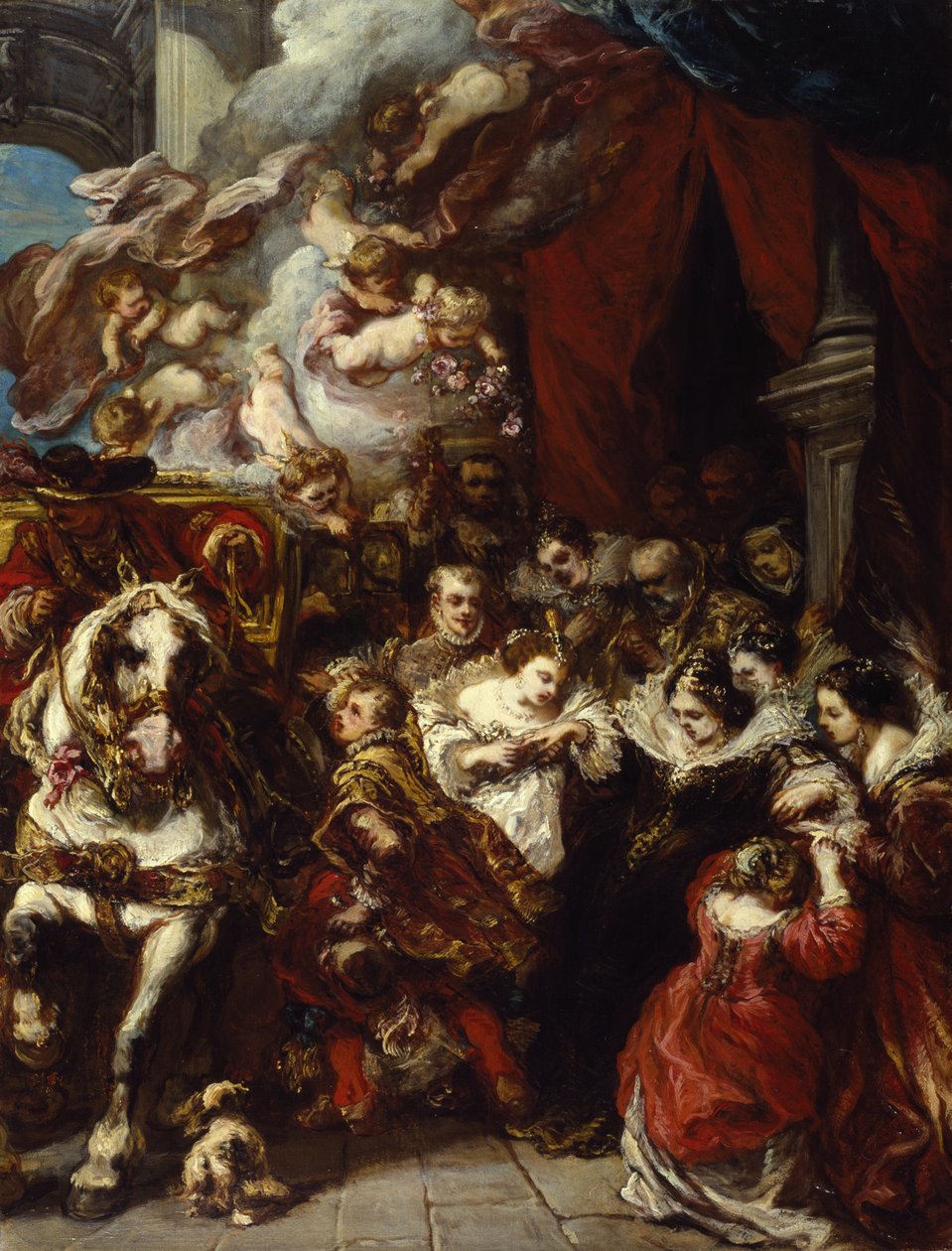 رحيل إليزابيث من فرنسا (1602-44) إلى إسبانيا ، c.1848 بواسطة يوجين ايزابي