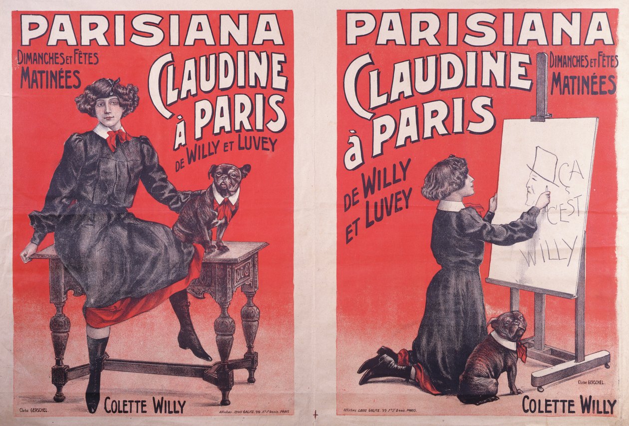 ملصقات إعلانية لأداء كلودين في باريس في Théatre Parisiana ، c.1906-7 بواسطة لويس جاليس