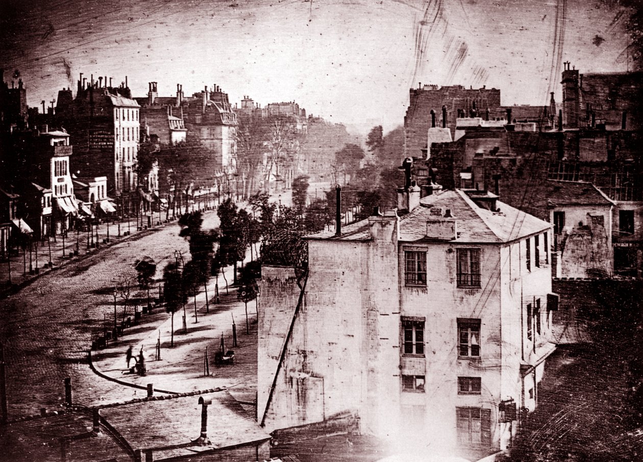 Boulevard du Temple، Paris، الدائرة الثالثة ، 1838 (daguerreotype) بواسطة لويس جاك ماندي داجوير