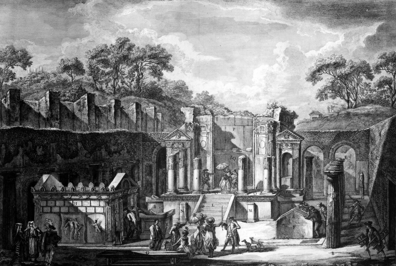 منظر لمعبد إيزيس ، بومبي ، محفور من قبل فرانشيسكو بيرانيسي ، 1788 بواسطة لويس جان ديسبريز