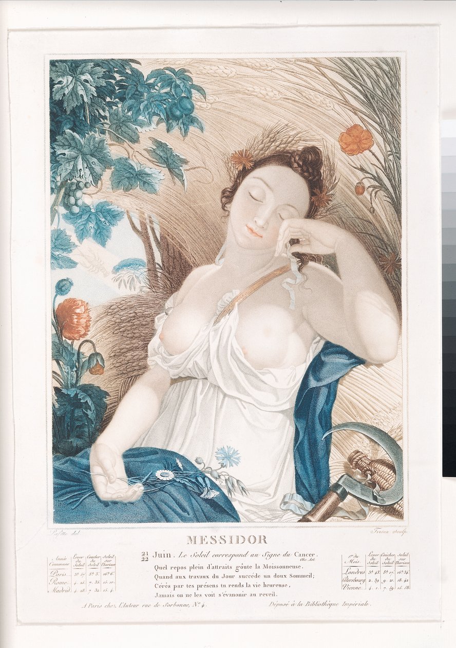 Messidor (JuneJuly) ، الشهر العاشر من التقويم الجمهوري ، منقوش بواسطة Tresca ، الفرنسية ، c.1794 بواسطة لويس لافيت