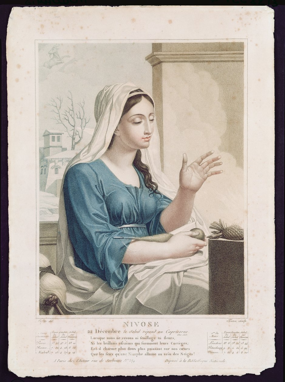 نيفوز (كانون الأول - ديسمبر) ، الشهر الرابع من التقويم الجمهوري ، منقوش بواسطة Tresca ، c.1794 بواسطة لويس لافيت