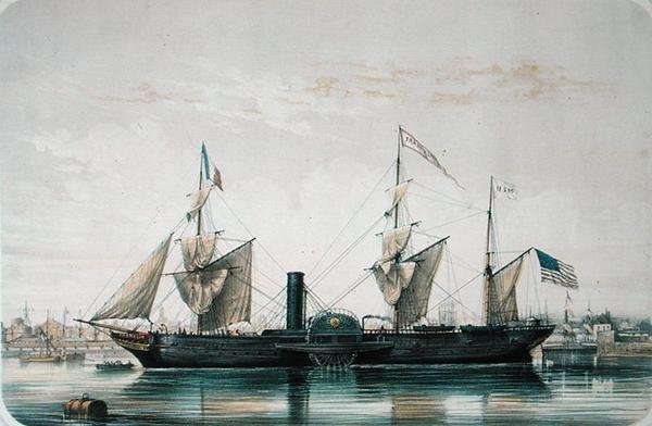 ال SS فرانكلين في حوض فلوريدا في لو هافر ، c.1851 بواسطة لويس لو بريتون