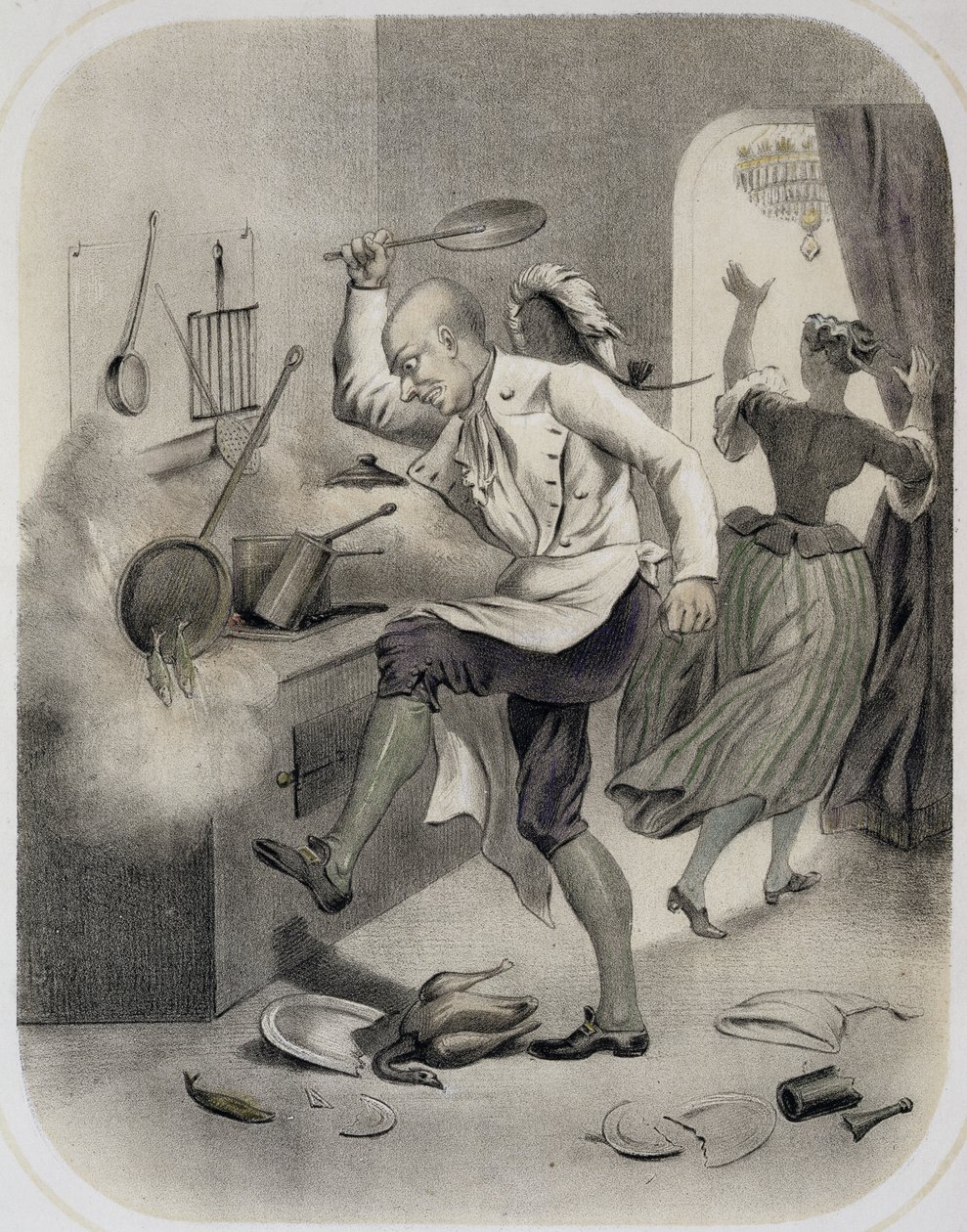 الغضب في المطبخ ، من سلسلة من المطبوعات التي تصور الخطايا السبع المميتة ، c.1850 بواسطة لويس ليوبولد بويلي