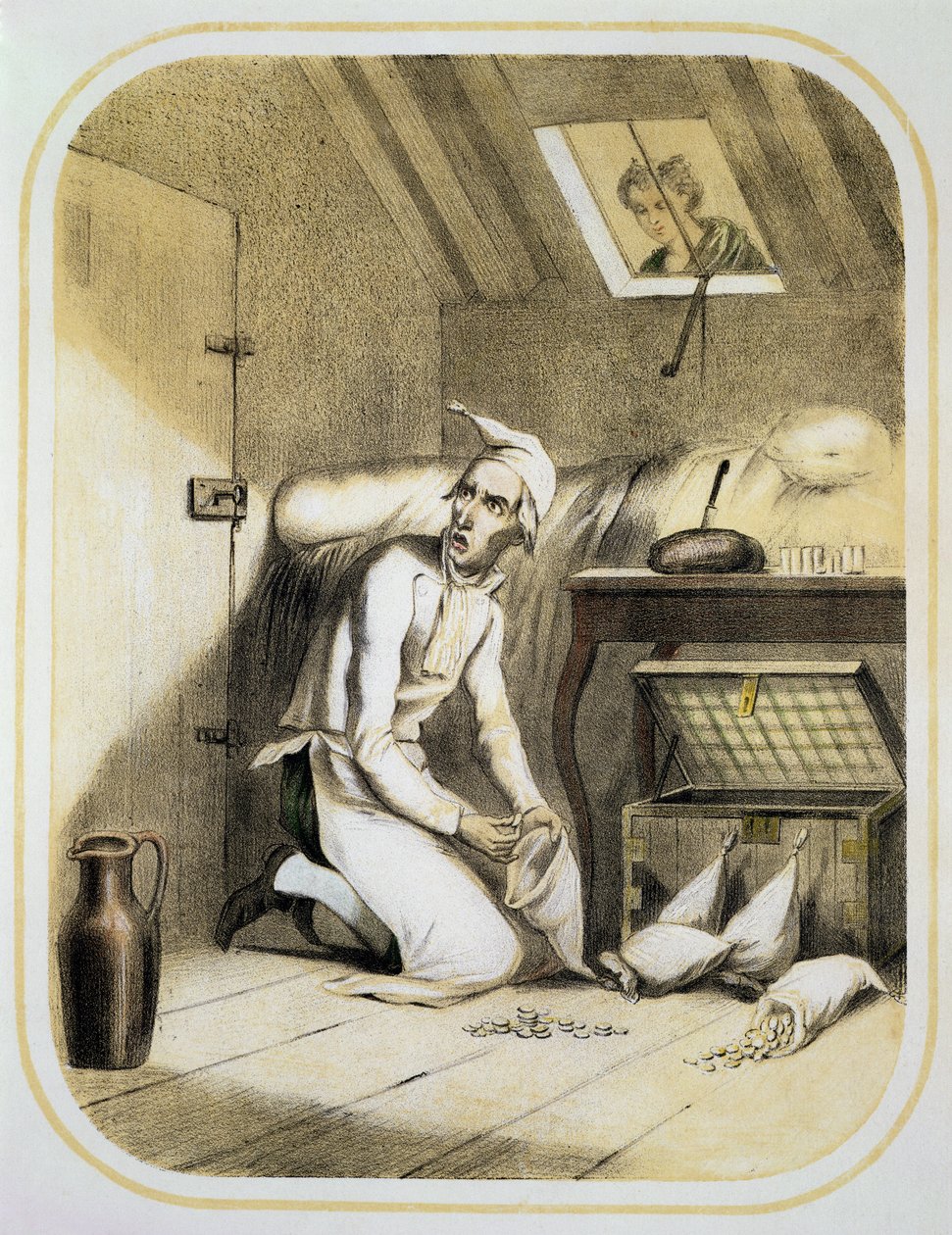 الجشع في المطبخ ، من سلسلة من المطبوعات التي تصور الخطايا السبع المميتة ، c.1850 بواسطة لويس ليوبولد بويلي