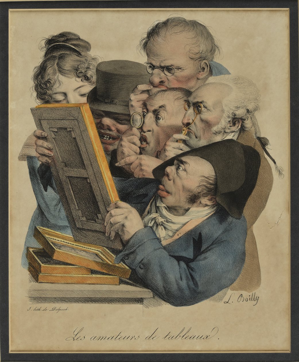 Les Amateurs de Tableux ، 1823 (ليثو ملون يدويًا) بواسطة لويس ليوبولد بويلي