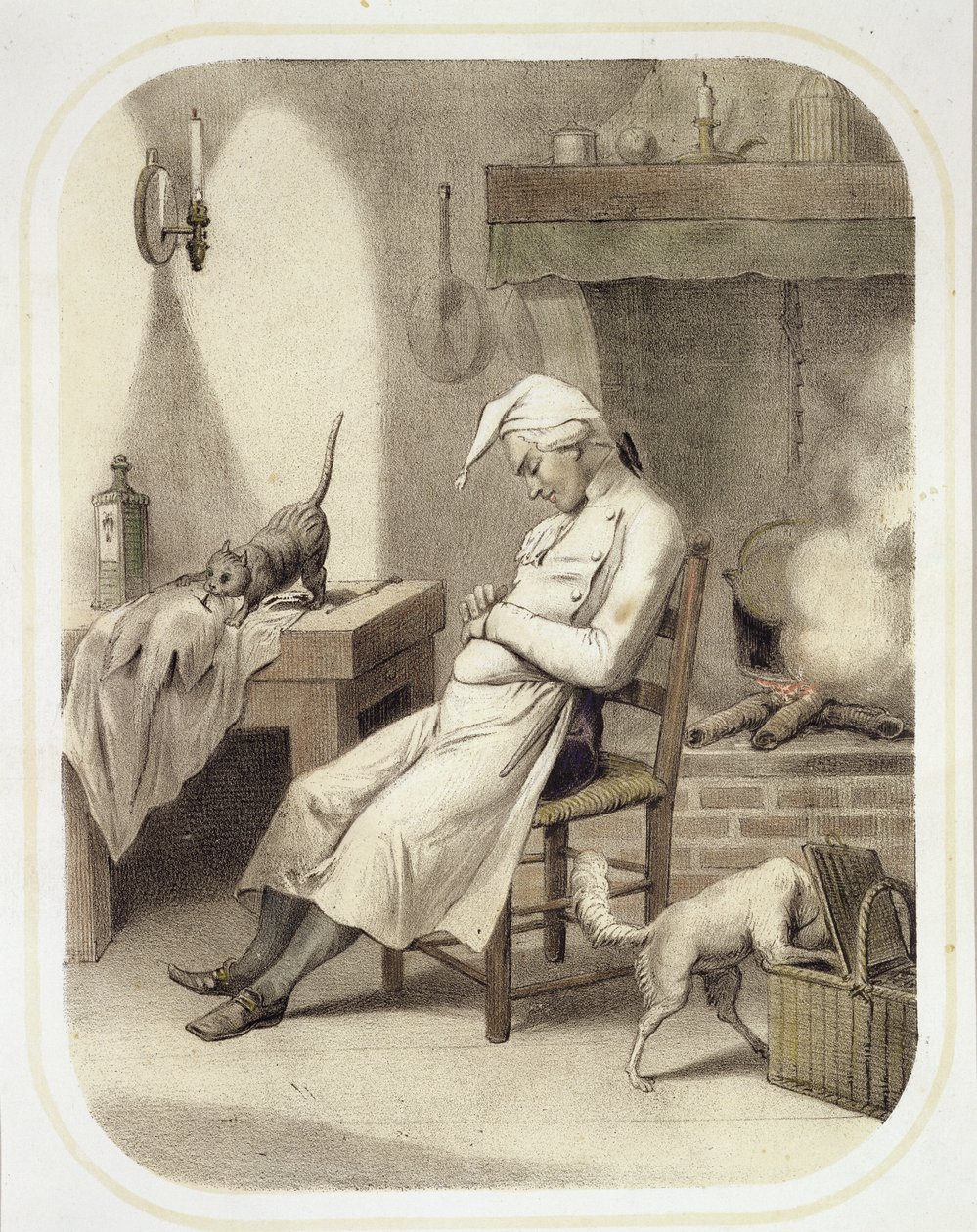 الكسل في المطبخ ، من سلسلة من المطبوعات التي تصور الخطايا السبع المميتة ، c.1850 بواسطة لويس ليوبولد بويلي