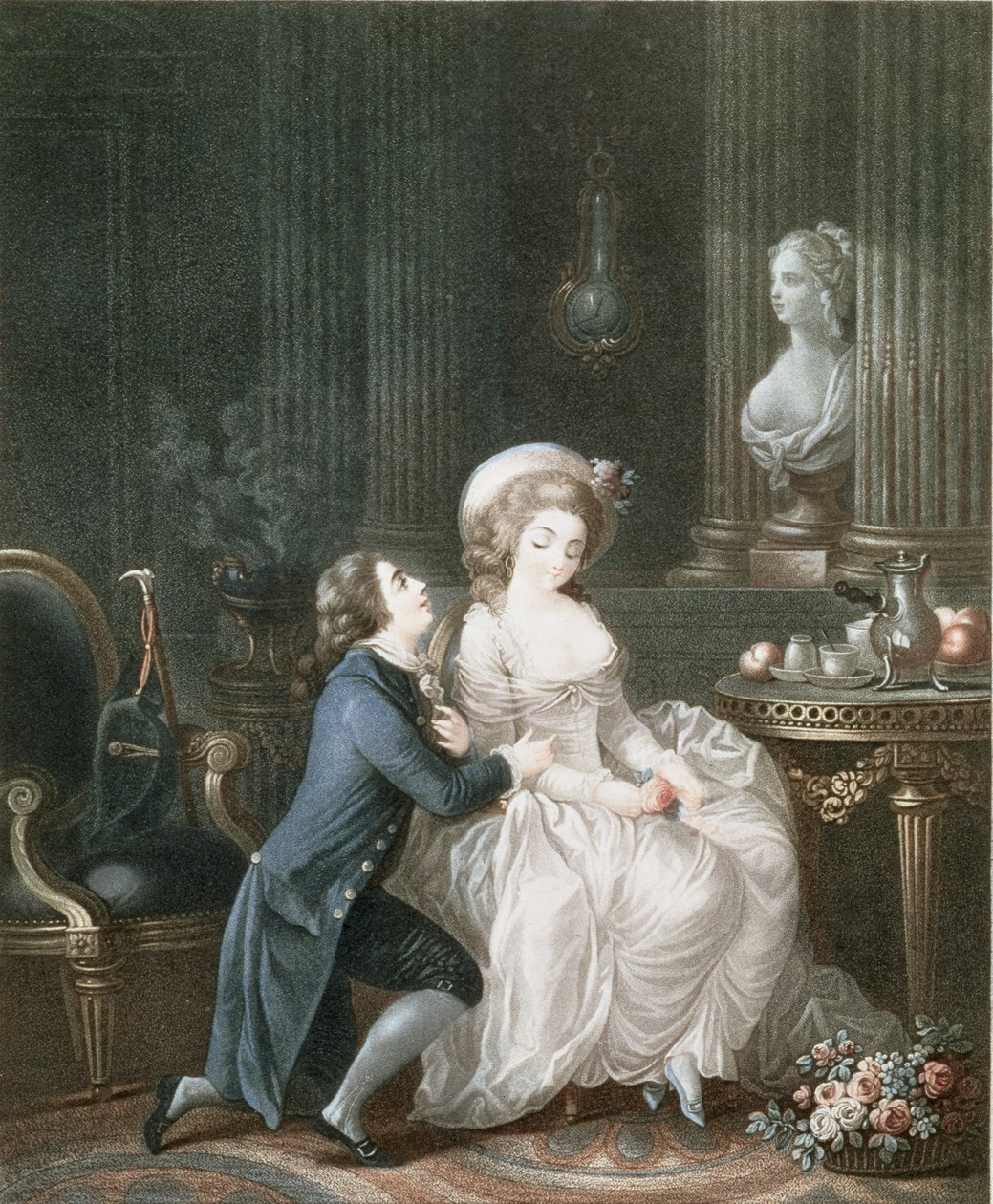 T.2342 L&39;Amant Ecoute، 1775 (النقش والحفر) بواسطة لويس مارين بونيه