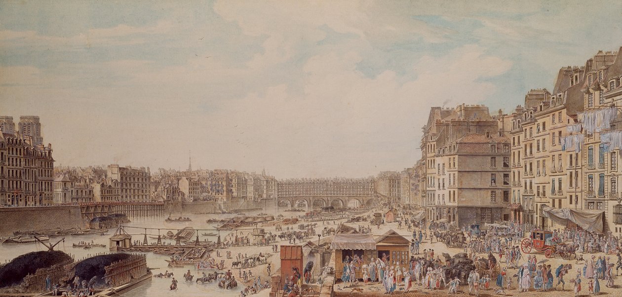 ال Port au Ble و Pont Notre-Dame ، 1782 بواسطة لويس نيكولاس دي ليسبيناس